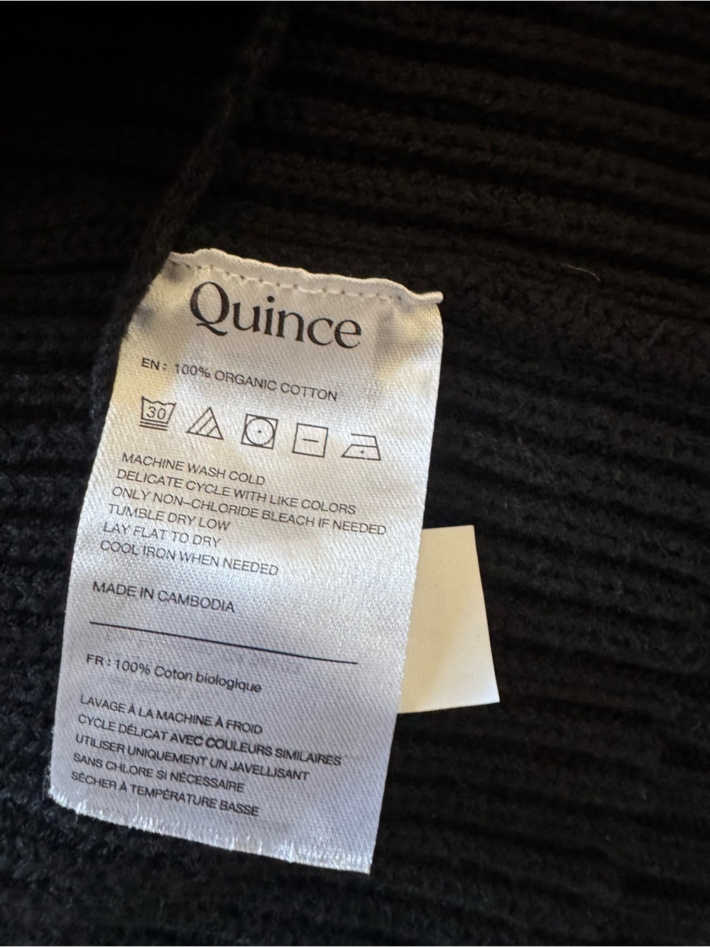 Quince 100% cotton Black Ribbed Open-Front Women’s Sweater Cardigan - Picture 6 of 6